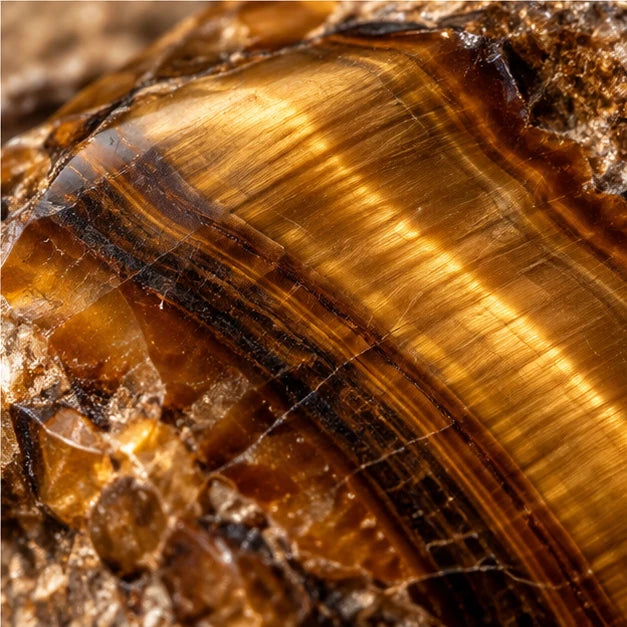 Warm amber and bronze tiger's-eye stone with layered natural detail