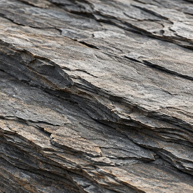 Layered grey slate with natural linear texture
